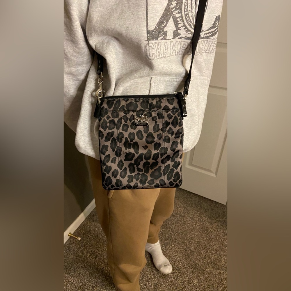 Coach leopard print crossbody purse
